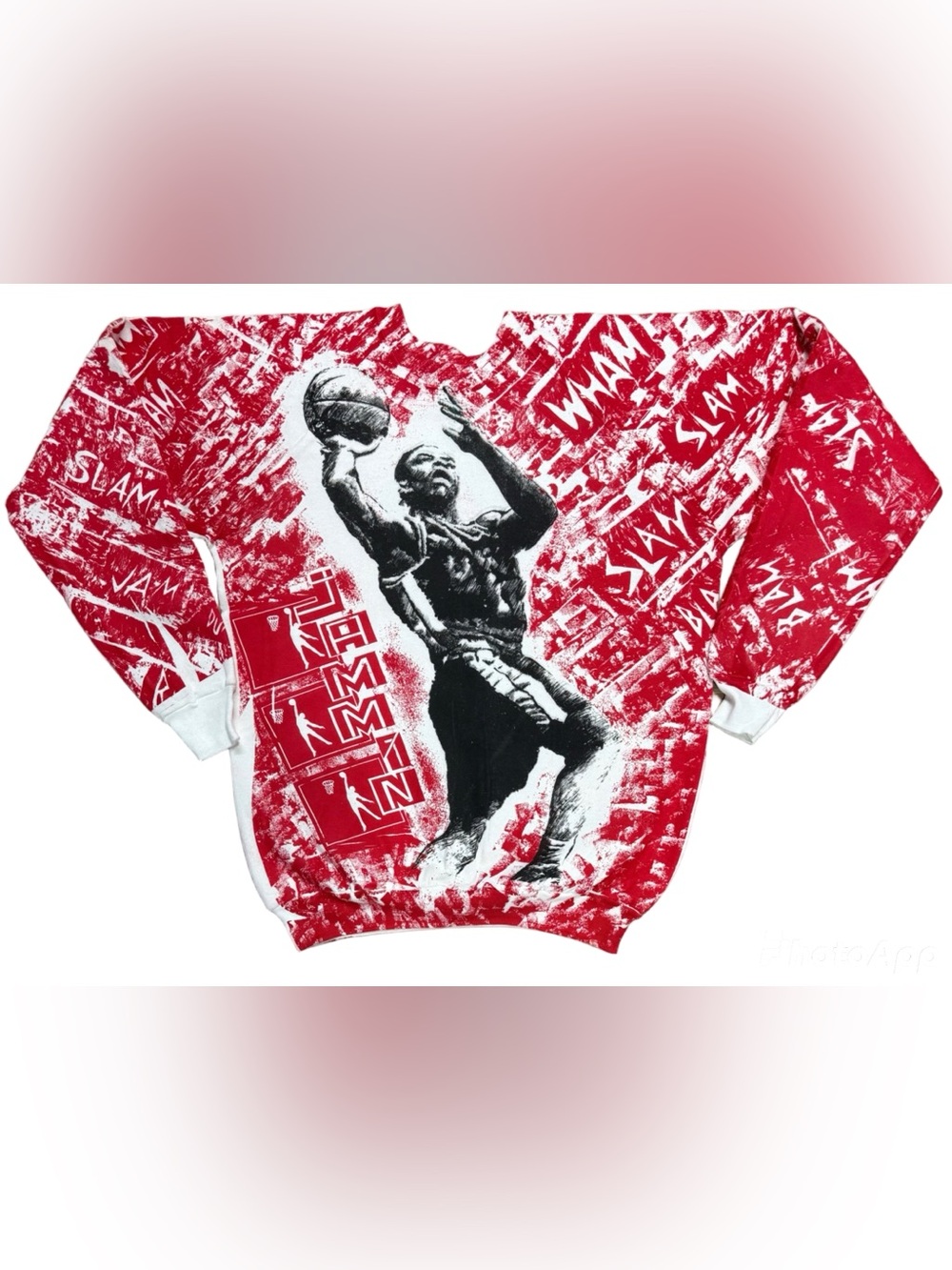 Vintage 90’s “Jammin, Slam, Wham” All Over Print Pullover Crewneck Sweatshirt ds